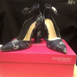 Blue Camo Block Heels